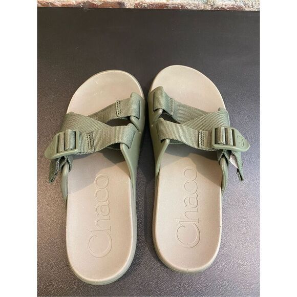 CHACO Army Green Outdoors Adjustable Strappy Sandal Slide Ladies Size 6 - Picture 7 of 11